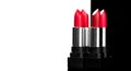 Lipstick. Fashion red Colorful Lipsticks isolated on black and white background Royalty Free Stock Photo