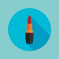 Lipstick. Flat icon with long shadow. EPS10