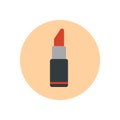 Lipstick flat icon. Round colorful button, Beauty cosmetics circular vector sign, logo illustration.