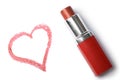 Lipstick and heart isolated Royalty Free Stock Photo