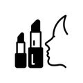 Black solid icon for Lipstick, beauty and cosmetic Royalty Free Stock Photo