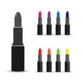 Lipstick Icon. Set of vector stock color illustrations, flat design