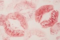 Lipstick imprints on white paper. Close-up Royalty Free Stock Photo