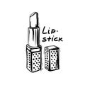 Lipstick inside . A hand-drawn sketch of a vector illustration on a white background. Royalty Free Stock Photo