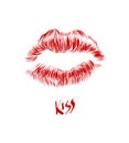 Lipstick kiss hand drawing