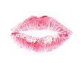 Lipstick kiss mark on white background