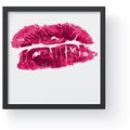 Lipstick kiss print. Female red lips. lips makeup, kiss mouth, modern frame and place for text