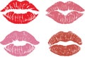 Lipstick kiss print isolated vector set. red vector lips set. Different shapes of female sexy pink and red lips. Sexy Royalty Free Stock Photo