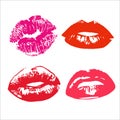 Lipstick kiss print isolated on white background - Vector illustration Royalty Free Stock Photo