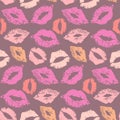 Lipstick kiss seamless background. Pastel colors. Royalty Free Stock Photo