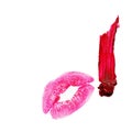 Lipstick kiss and smear isolated on a white background