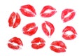 Lipstick kisses, isolated Royalty Free Stock Photo