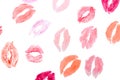 Lipstick kisses, isolated Royalty Free Stock Photo