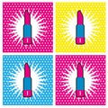 Lipstick or lips gloss pop art set cosmetic makeup background