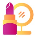 Lipstick and mirror flat icon. Cosmetics color icons in trendy flat style. Makeup gradient style design, designed for