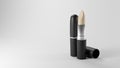 Lipstick mockup, cosmetic package design on white backgroundin 3d illustration