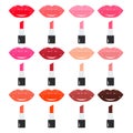 Lipstick palette, bright and trendy colors. Sweet lips.