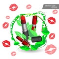 Lipstick pink icon beauty salon cosmetics.