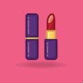 Lipstick pink icon beauty salon cosmetics. Red lipstick illustralion. Vector clip art of Red lipstic. Make up element