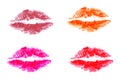 Lipstick print colorful on white paper