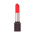 Lipstick red women luxury makeup cosmetics skin care vector icon. Colorful shiny tube sample