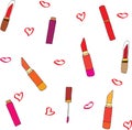 Lipstick Seamless Pattern. line art illustration for design