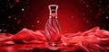 a lipstick shaped bottle of perfume on a red background Royalty Free Stock Photo