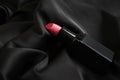 Lipstick on silk beautiful individual color background cosmetic accessory template