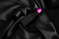 Lipstick on silk beautiful individual color professional background cosmetic accessory template