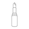 Lipstick. Sketch. Womens cosmetic product. Bottom view. Vector illustration. Lip moisturizer. Coloring book for children.