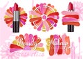 Lipstick smear sample set vector realistic illustration