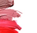 Lipstick smears on white. Space for text Royalty Free Stock Photo