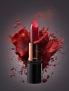 Lipstick splash, red lipstick blast. Abstract background Explosion of Red Dust Royalty Free Stock Photo