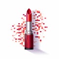 Pixelated Red Lipstick Icon: Abstract Vector Illustration For Industrial Design