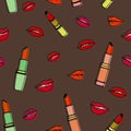 Lipsticks seamless pattern. Vector stock illustration eps10. Royalty Free Stock Photo