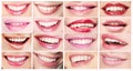 Lipsticks. Set of Women's Lips. Toothy Smiles Royalty Free Stock Photo