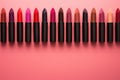 Lipsticks themed background large copy space - stock picture backdrop Royalty Free Stock Photo