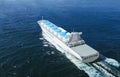 Liqiud Hydrogen renewable energy in vessel - LH2 hydrogen gas for clean sea transportation on ship with composite cryotank for