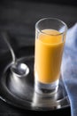 Liqueur Advocaat on the dark background Royalty Free Stock Photo