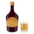 Cream liqueur bottle and glass with drink vector illustration