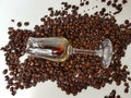 Liqueur coffeelique coffeebeans whitebackground brownbeans drink