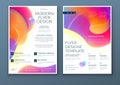 Liquid Abstract Flyer Design. Fluid Dynamic Graphic Element for Modern Brochure, Banner, Poster, Flyer or Presentation