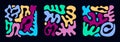 Liquid abstract, funky, retro, organic blob shapes