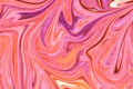 Liquid Abstract Marble Pattern With Living Coral, Pink, Yellow and Violet Color Art Form. Digital Background With Abstract Liquid