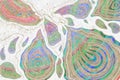 Liquid abstract painting. Blue, green and purple with gold pastel marbling. Trendy background for wallpaper, flyer, poster,