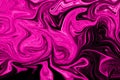 Liquid Abstract Pattern With Plastic Pink And Black Graphics Color Art Form. Digital Background With Liquid Flow