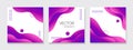 Liquid abstract purple backgrounds for instagram posts. Vector set of fluid organic trendy templates for social media