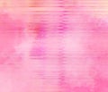 Liquid abstract watercolor pink shapes with glitch messy horizontal error lines. Pastel lilac orange pink