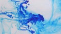 Liquid abstractions, the dissolution of blue paint in water.