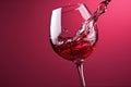 liquid alcohol white wine closeup red glass party drink gradient background. Generative AI.